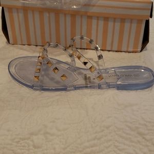 Lucite stud sandals